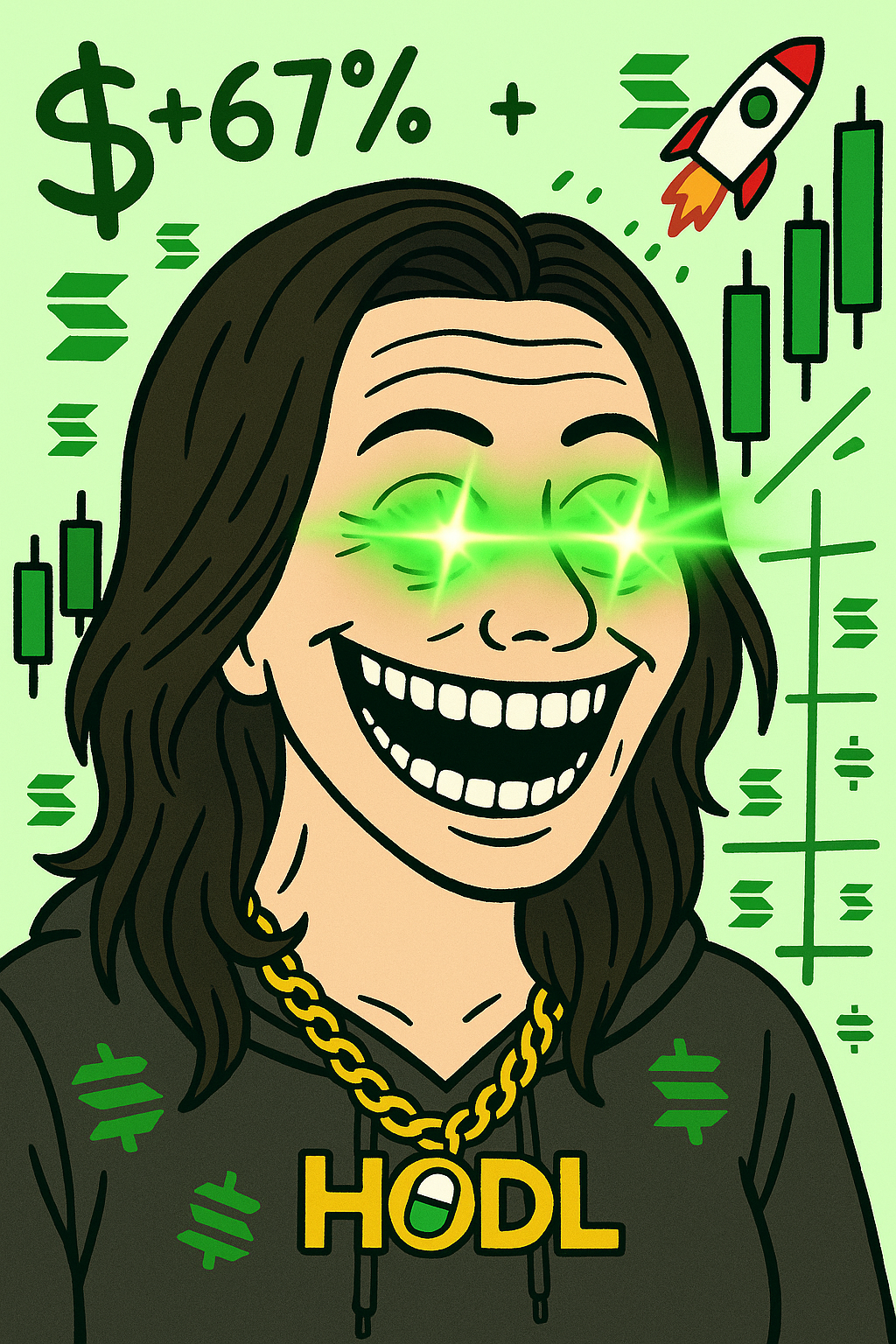 Female Wojak Anon – SOL HODL Pill Queen